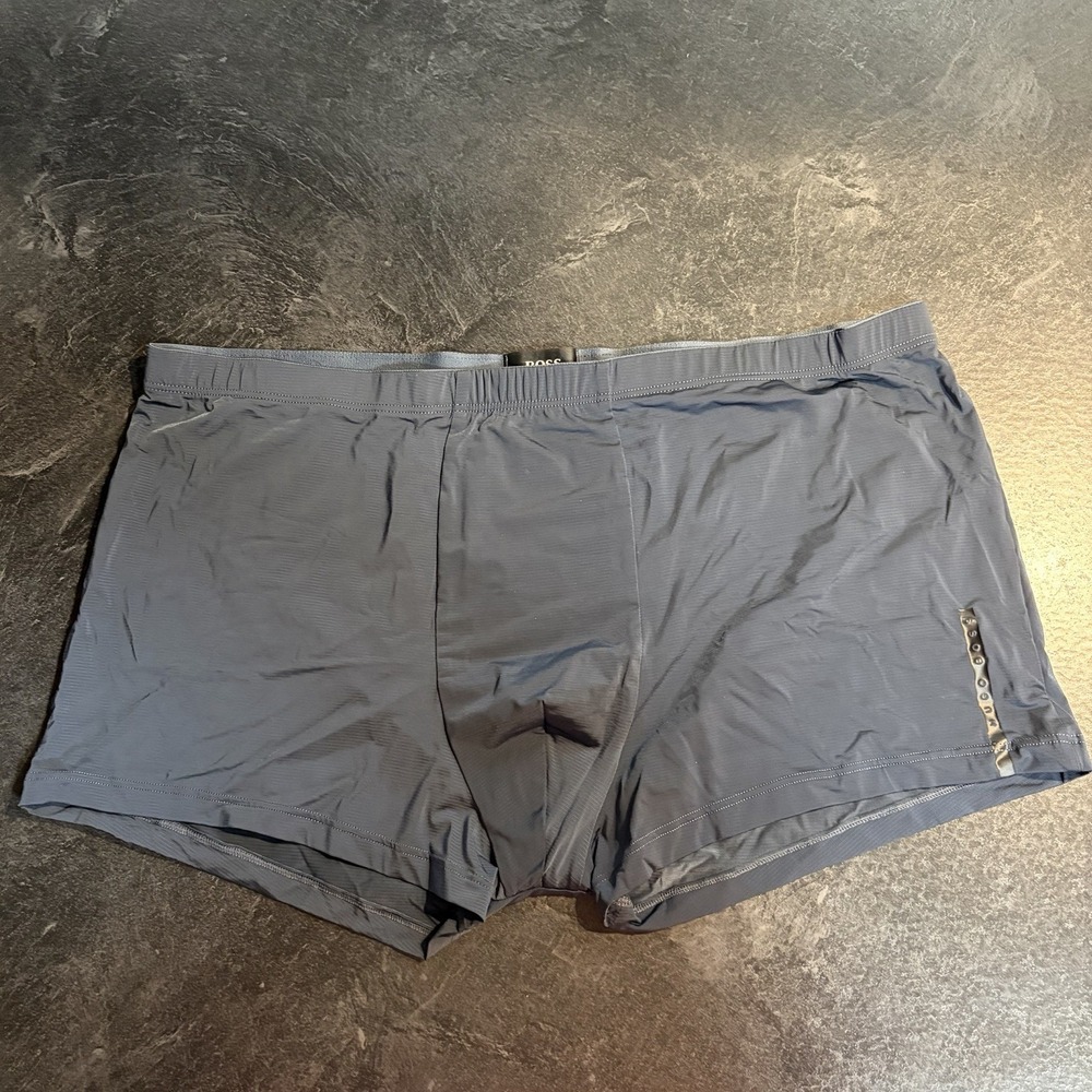 NEW Hugo Boss Stretch Cotton Modal Boxer Shorts Blue Striped W Black Logo XXL
